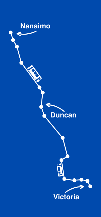 Line Mapping Bus Route From Victoria To Nanaimo
